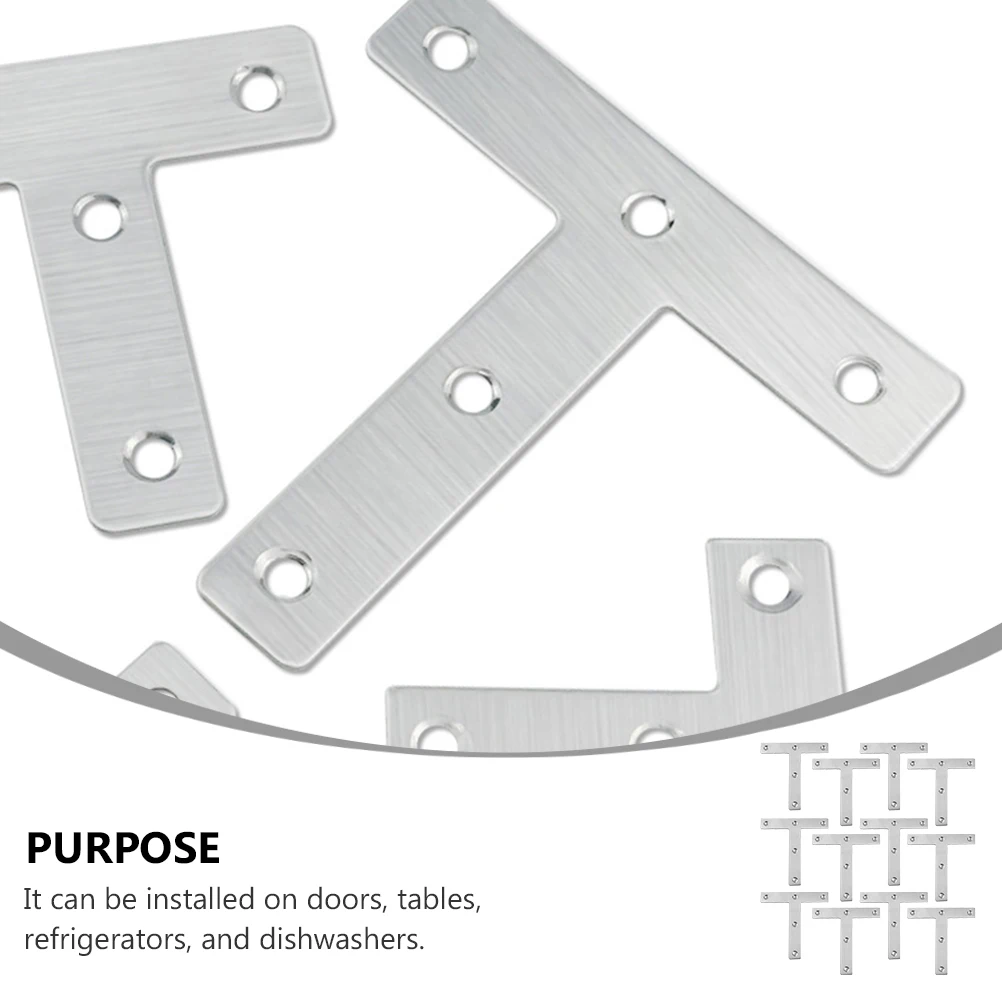 

20pcs T Shape Corner Brace Stainless Steel Flat Mending Plate For Furniture Repair Fixing Bracket Reinforced Wood Joining Plate