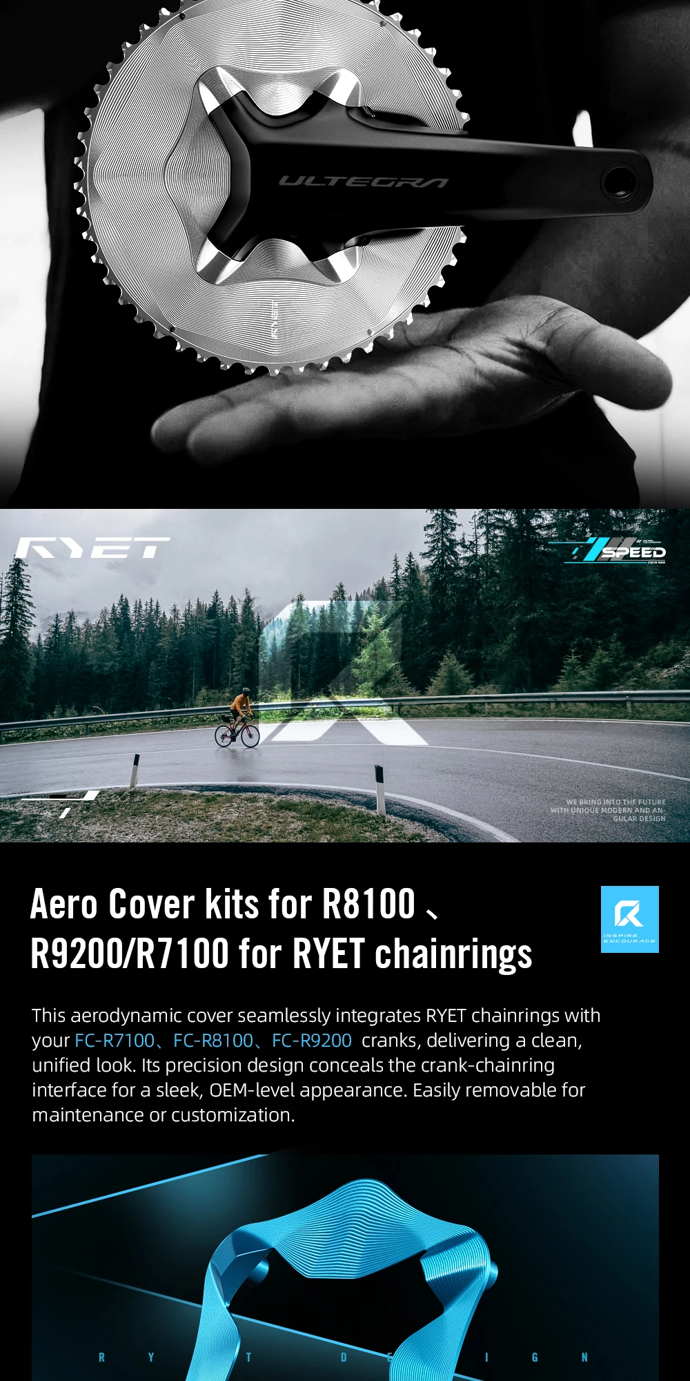 RYET Aero Rennrad-Kettenblatt 50-34T 52-36T Kompatibel mit Shimano 12-Gang Dura-Ace R9200 Ultegra R8100 105 R7100 2x Gruppensätzen – Detail 8