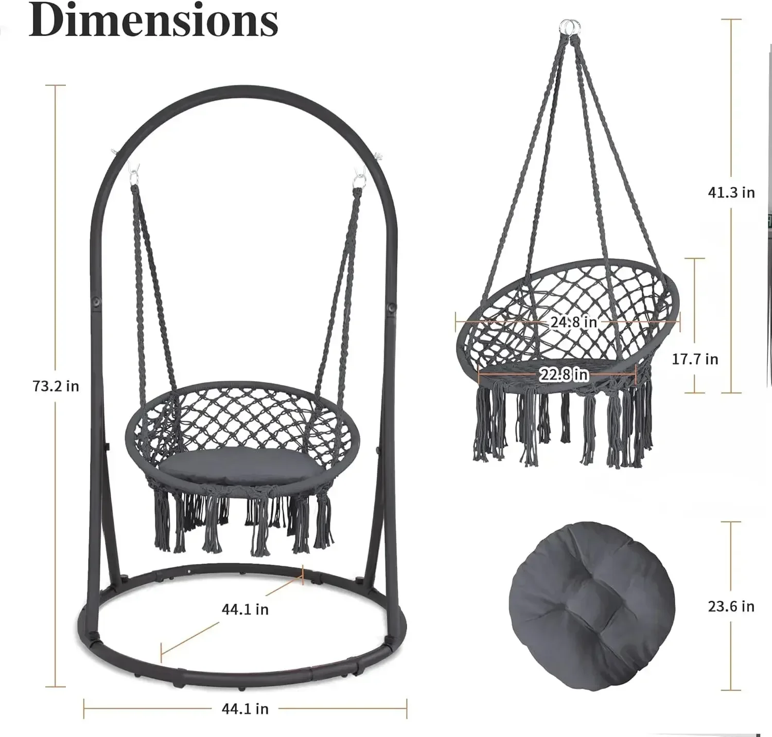 [New Arrival, Free Shipping!]High quality Indoor Hammock Swing Chair with Stand, Hanging Chair Outdoor with Stand, 330 lbs Capa