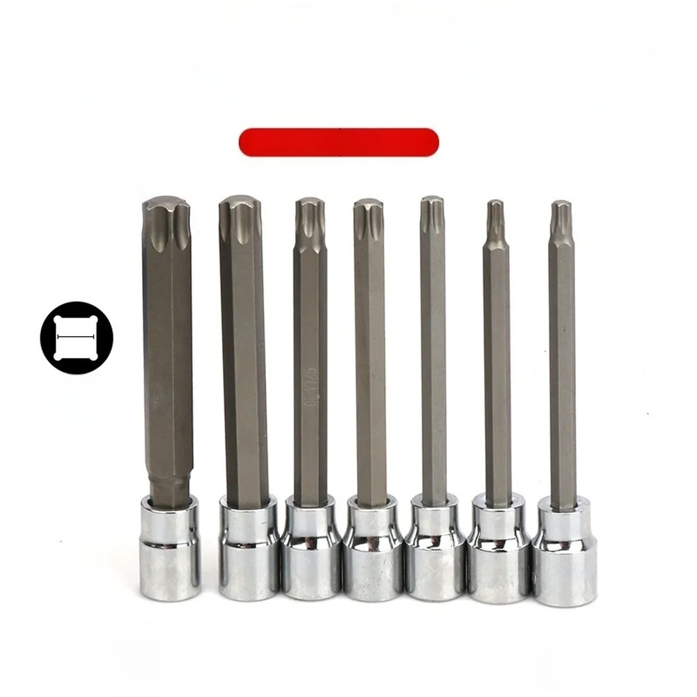 7-Piece For Torx Socket Set for 3/8 Inch Drive Tools with T40 T45 T50 T55 T60 Bit Sizes and 110mm Extended Socket Length