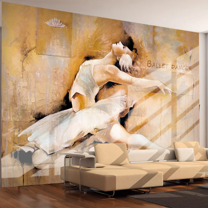 Customized 3D Mural European Style Abstract Art Ballet Girl retro bedroom restaurant Wallpaper Living room sofa background wall