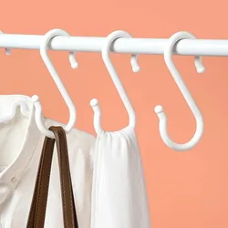 8PCS S-shaped Door Behind Hook Multi-purpose Kitchen Hooks Wardrobe Clothes Cross Bar Universal Portable Bathroom Plastic Hook