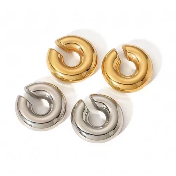 1 Pair Smooth Circle C Shape Clip Earrings For Women Lightweight Without Piercing…
