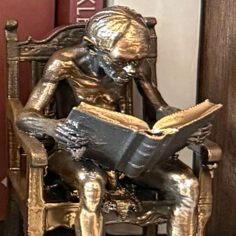 Fantasy Wizard Reading Figurine Statue Bookshelf Decor Sitting On Chair Book Lover Desktop Ornament Home Library Decoration