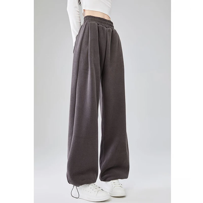 الفتيات الكلاسيكية الصلبة عالية الخصر السراويل الإناث مستقيم الساق عارضة اليومية Sweatpants النساء أزياء الرباط السراويل الفضفاضة