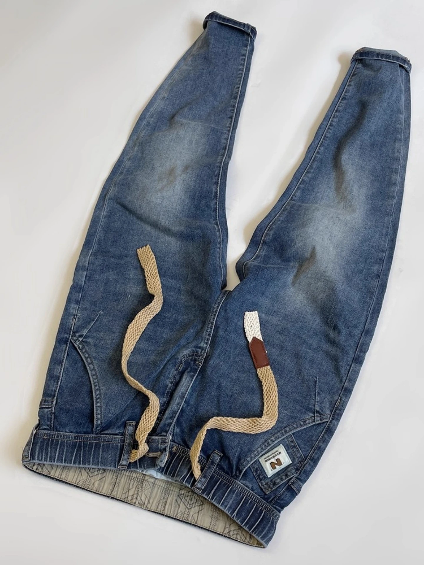 

Elastic Waist Men's Jeans Spring Autumn New Style Side Pocket Cone Slim Nine Point Elastic Slimming Nine Point Pants