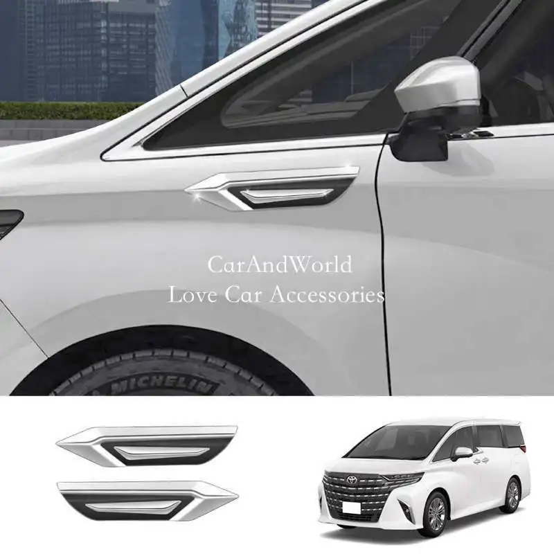 

For Toyota Alphard Vellfire 40 Series 2023-2025 Chrome Shark Gill Trims Special Leaf Plate Bright Strip Car Garnish Accessories