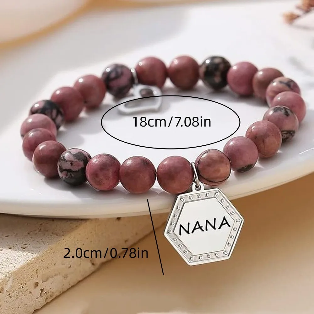 Sweet Fresh Y2K Versatile Round Beaded Bracelet, With Nana Pendant Charm, Girls Casual Leisure Fashion Jewelry Gift