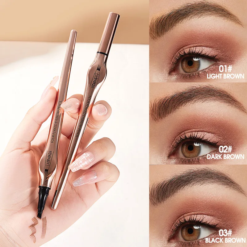JONBOS four-pronged eyebrow pencil three-dimensional natural roots are clear, waterproof, sweat-proof and not easy to smudge