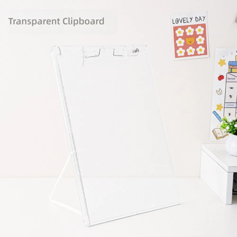 

Portable Acrylic A4 File Folder Transparent Thickening Writing Board Clip Vertical Writing Splint School Office
