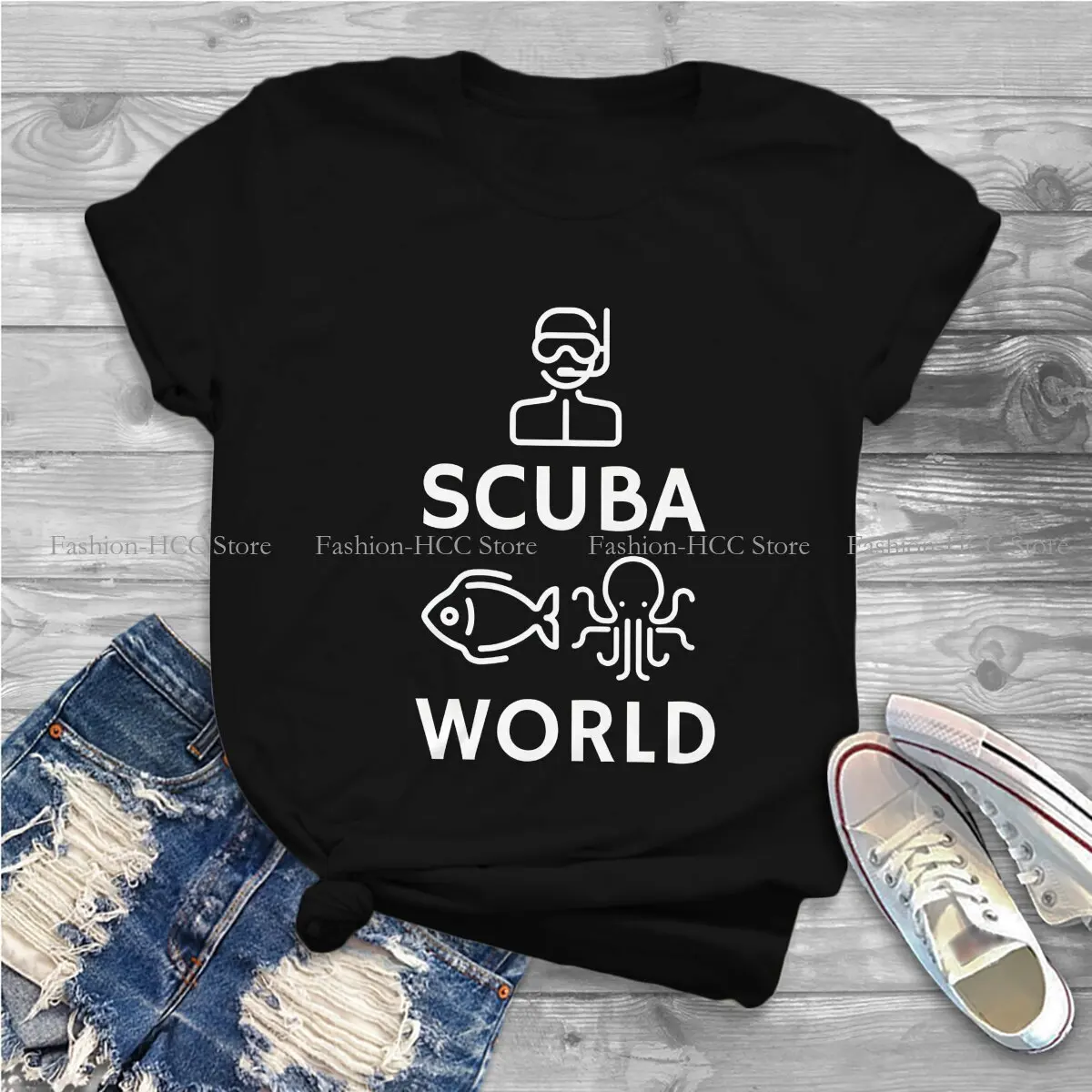 Scuba Diver Adventure Sport Polyester TShirt for Women Scuba World Soft Summer Sweatshirts T Shirt Novelty Trendy