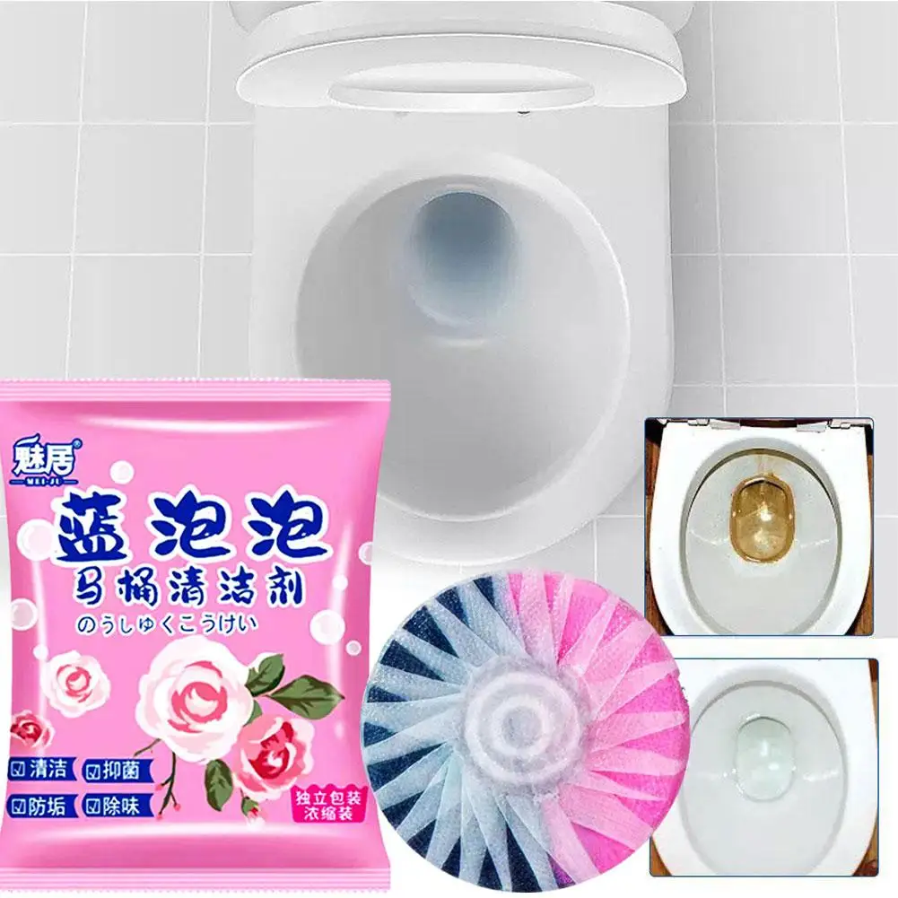 Toilet Bowl Cleaner Drain Tank Rose Fragrance Tablet Stain Bleach Tablets House Remover Sustained-Release Agent Cleaning To J8B2