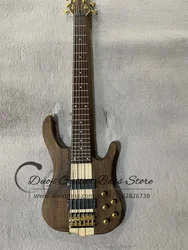 6 Strings Electric Bass Guitar Maple Neck Though Walnut Body Rosewood Fingerboard Gold Hardware customization