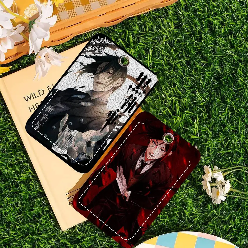 B-Butler Negro Anime Card Wallet With Keychain PU Leather Printed Pattern Card Holder