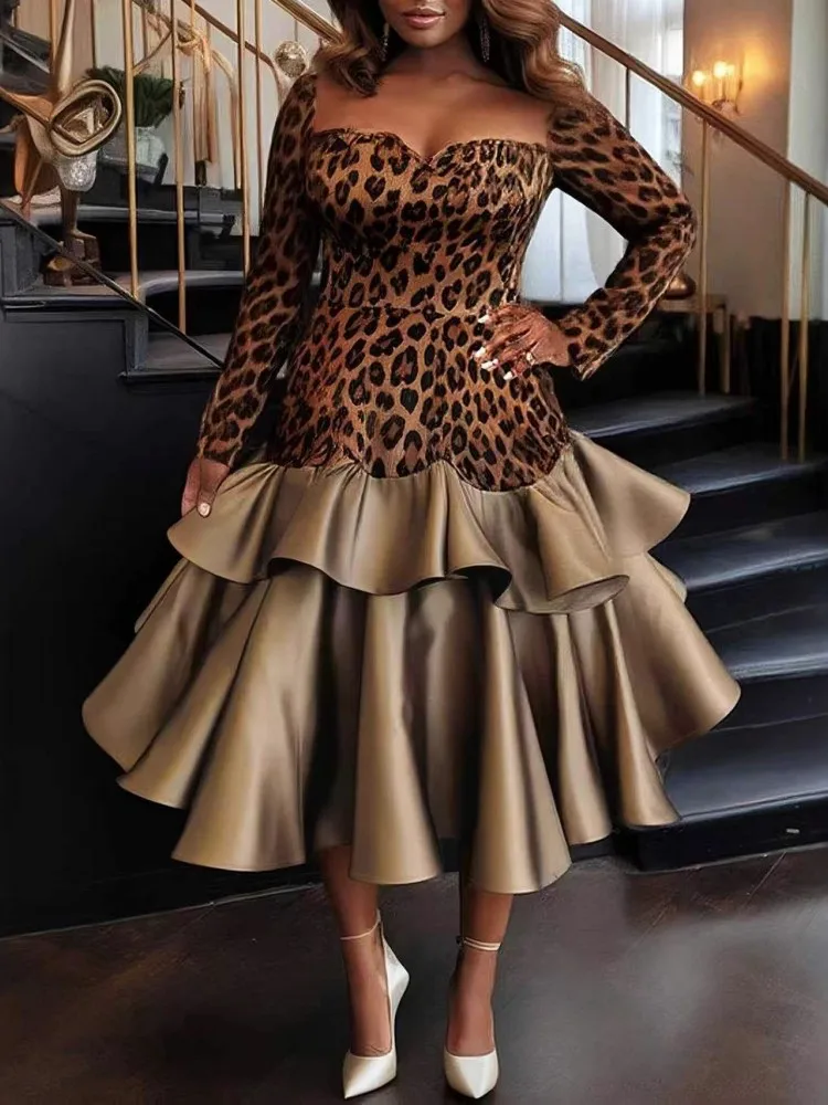 L-4XL Plus Size Clothes Dresses Women Robes Spring Autumn Long Sleeve Street Style Casual 3XL 4XL Big Size Midi Dress Oversize