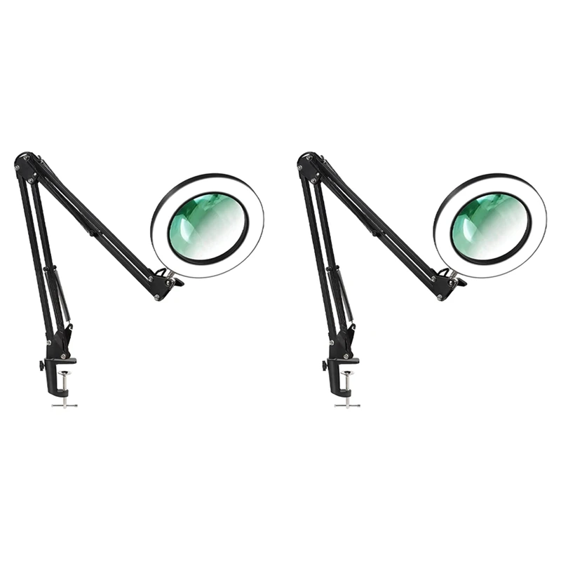 2X Magnifying Glass With Light And Bracket,3 Color Modes Stepless Dimmable LED Desk Lamp, Used For Reading And Repairing CNIM Ho