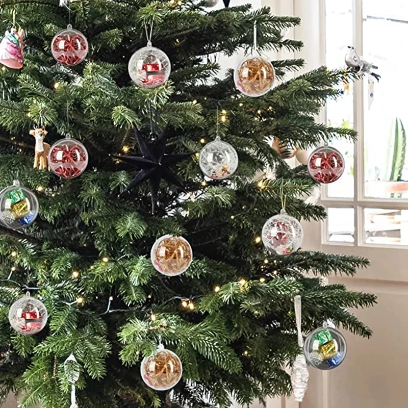 5 Pairs Clear Plastic Fillable Ornaments Ball for Christmas Tree Decorations Clear Christmas Balls Xmas Tree Ornament 2023