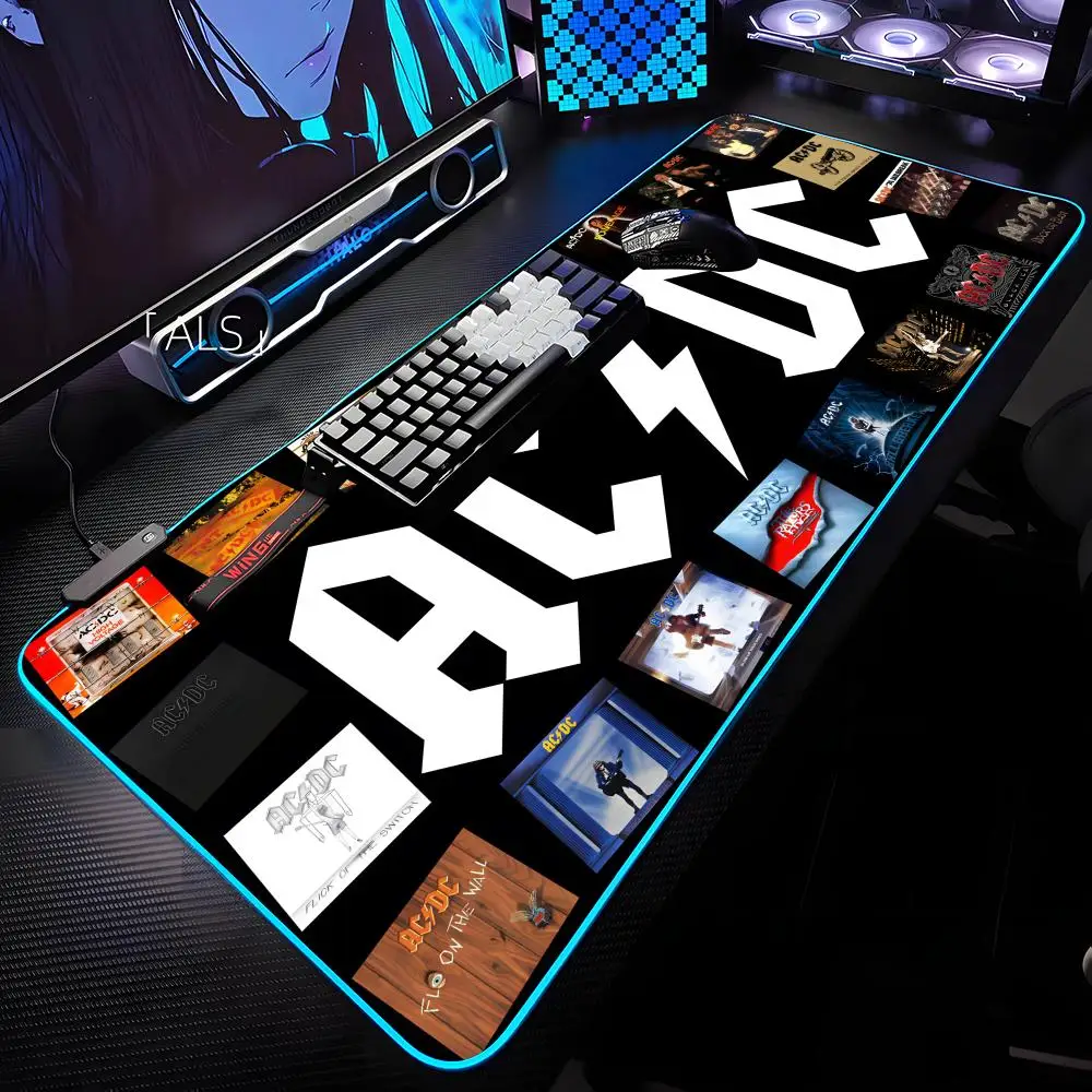 

A-ACDC Rock Band Mouse Pad RGB Backlit Mouse Pad Laptop Mouse Pad Laptop Gamer Computer Desk Gaming Accessories
