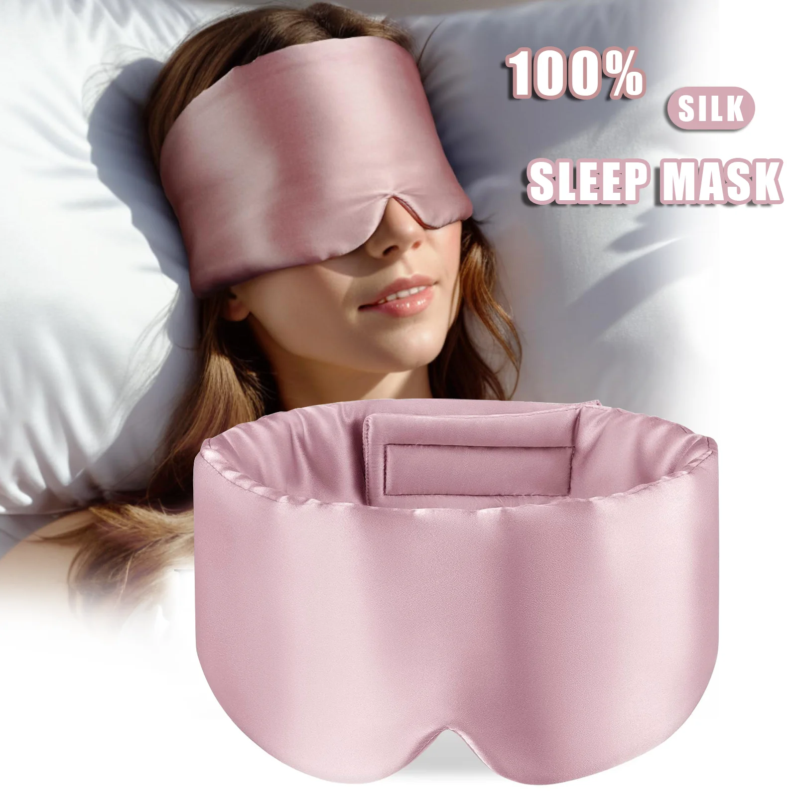 

100% Mulberry Silk Sleep Mask Eye Mask for Women Man with Adjustable Band, for Side Sleeper Blackout Sleep Mask for Travel Rest