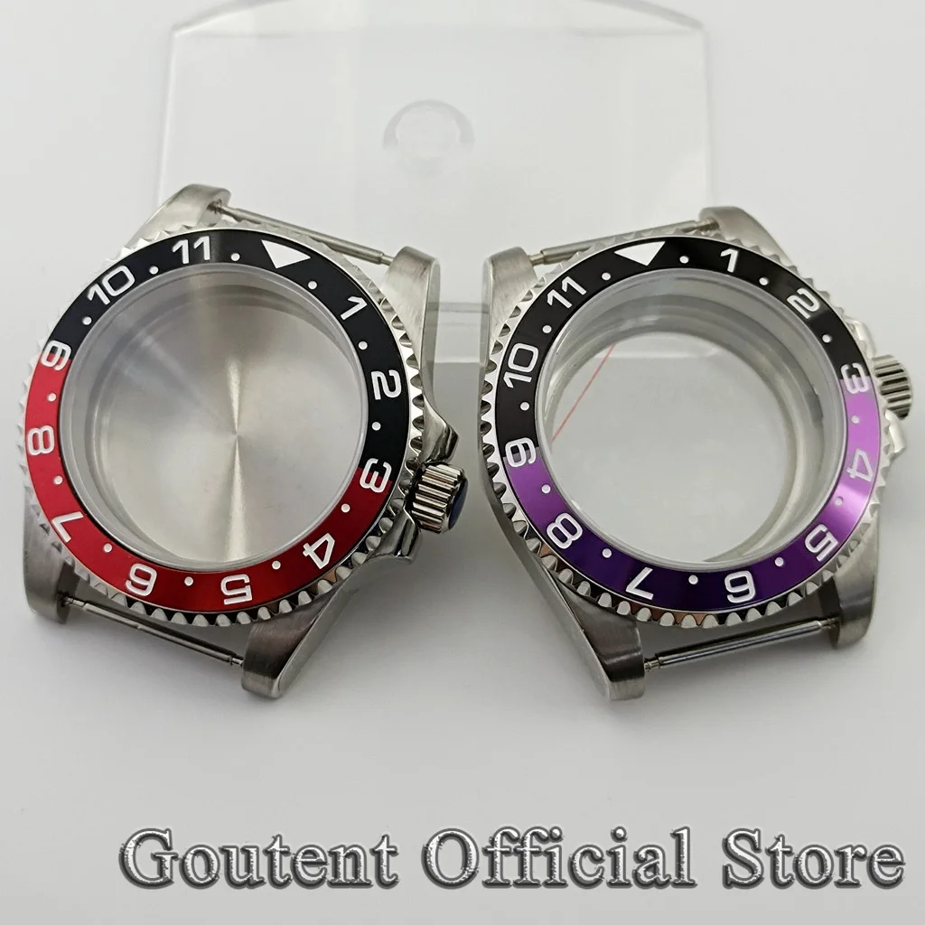 Goutent 40mm Sapphire Glass Watch Case Red Green Black Purple Titanium Bezel Fit NH35 NH36 Miyota8215 821A ETA2836 2824 Movement