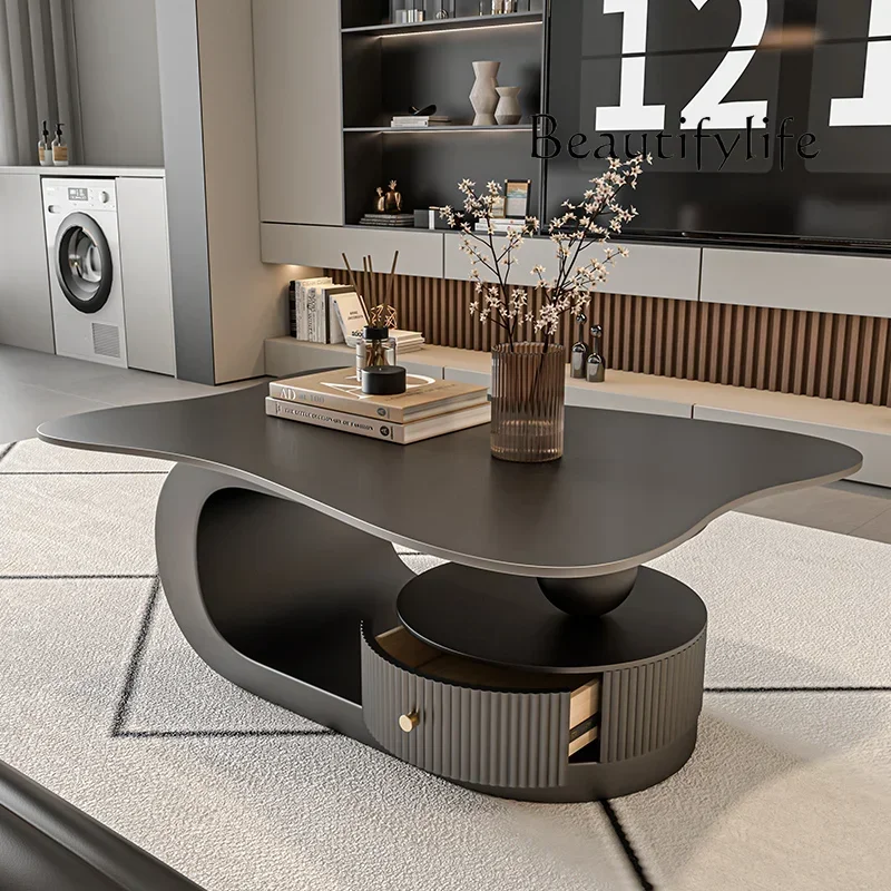 

yj15 FTavolino moderno e minimalista con lastra di roccia, soggiorno, casa, luce, lusso, piccolo appartamento di fascia alta, nu