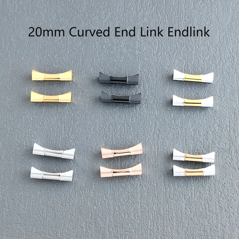 20mmラバーストラップ用カーブエンドリンク2個、VK63クォーツ時計またはNH35ダイビングウォッチストラップアクセサリー交換用エンドリンク