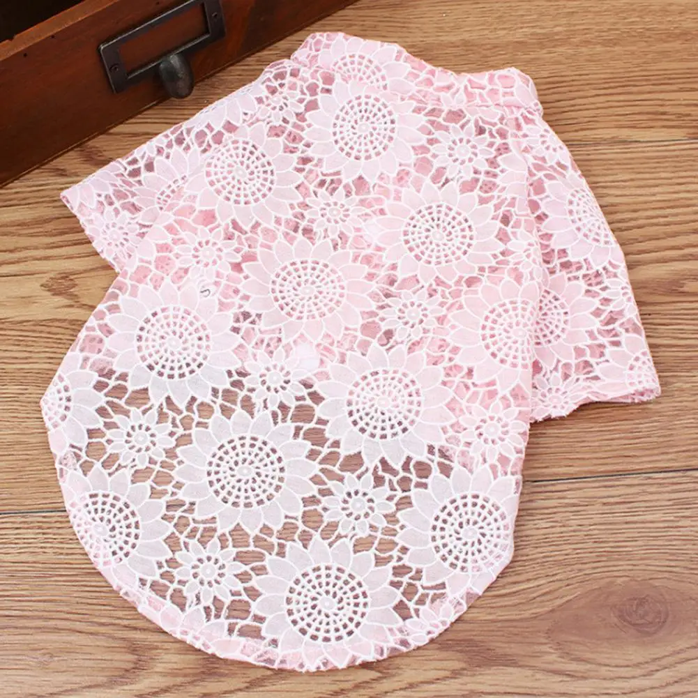 Non-restraining Pet Garments Stylish Lace Hollow Design Pet Clothes for Summer Comfort Breathability Dog Clothing for Spring