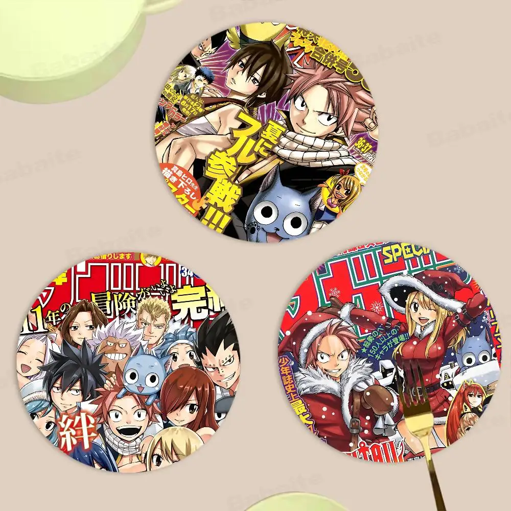 Anime Fairy Tail Themed Wooden Coaster Non-Slip Heat-Resistant Fun Dining Table Decoration Cafe Restaurant Gifts