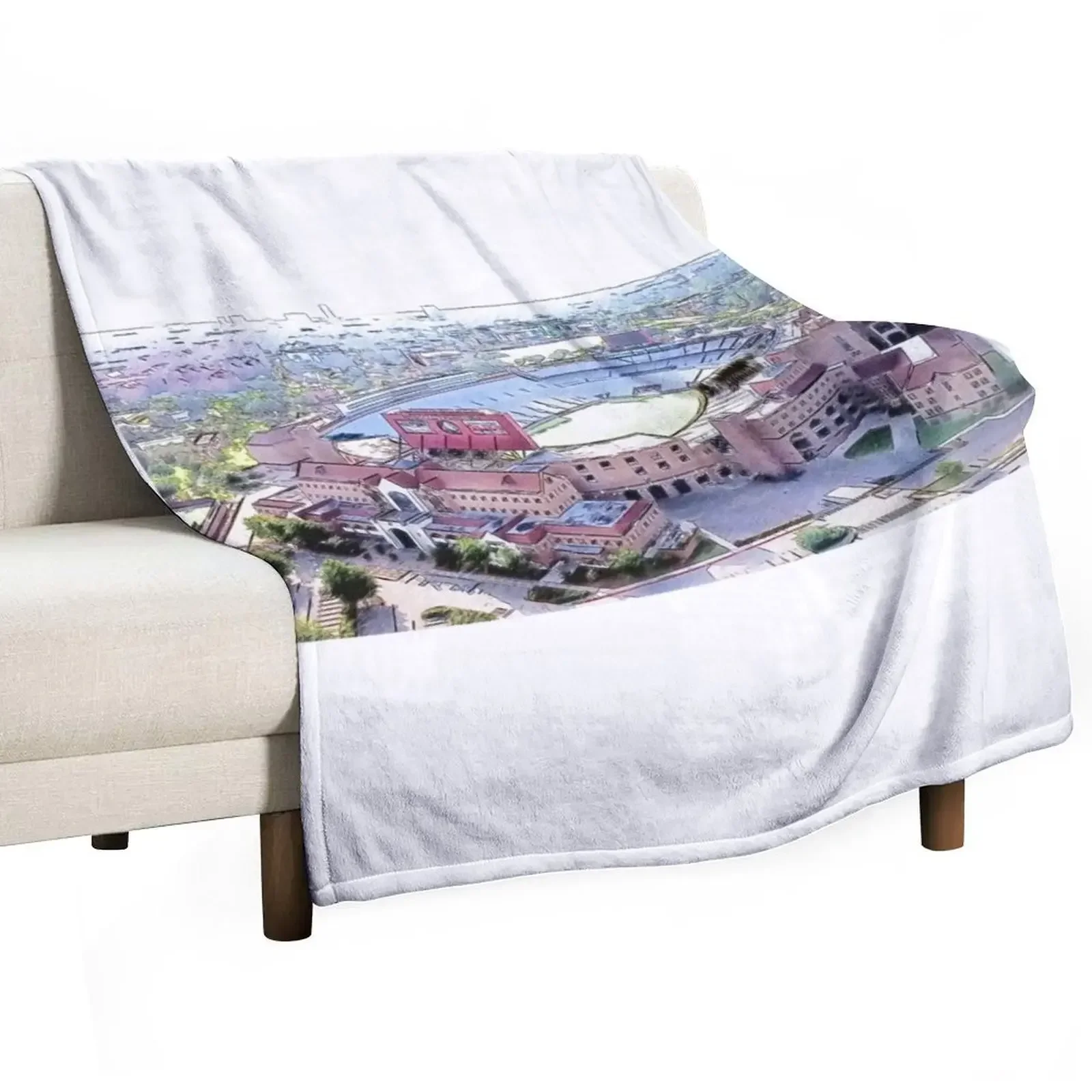 Aerial of the Doak Campbell Stadium in Tallahassee, Florida - pencil sketch Throw Blanket Luxury Thicken Furrys Blankets