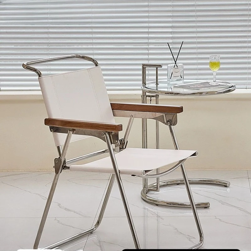 

Light luxury leather dining chair simple small apartment family folding back chair Internet celebrity restaurant leisure chair