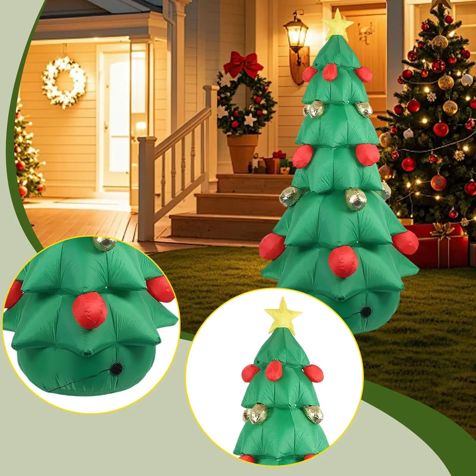 

Outdoor Inflatable Christmas Tree Lighted Up Yard Ornament 7.87 FT LED Weatherproof Prop for Lawn Garden Events