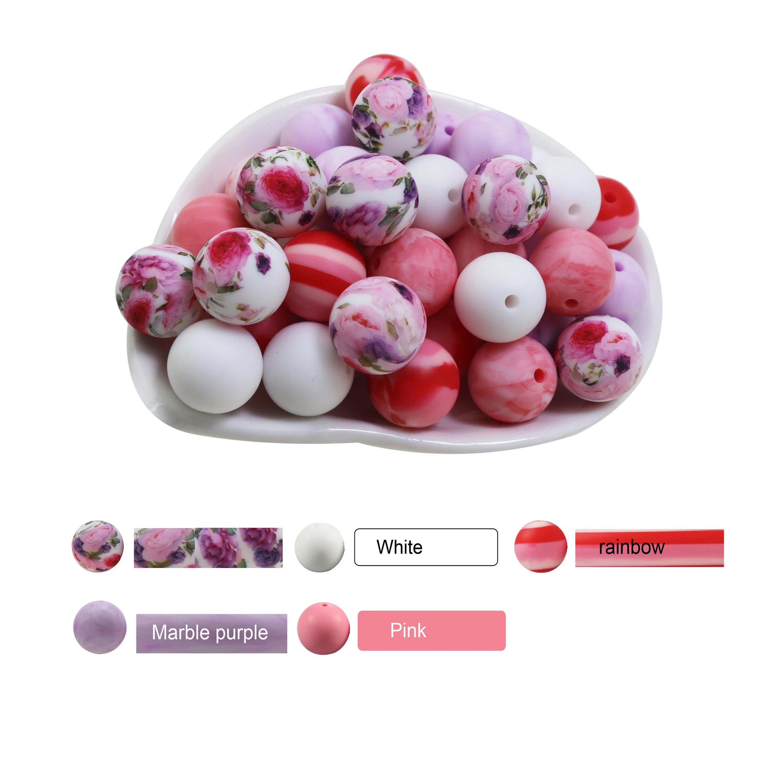 10Pc/Lot Christmas Print Silicone Beads Xmas Designs For Pacifier Clip Necklace Accessories Food Grade Pearls Teething