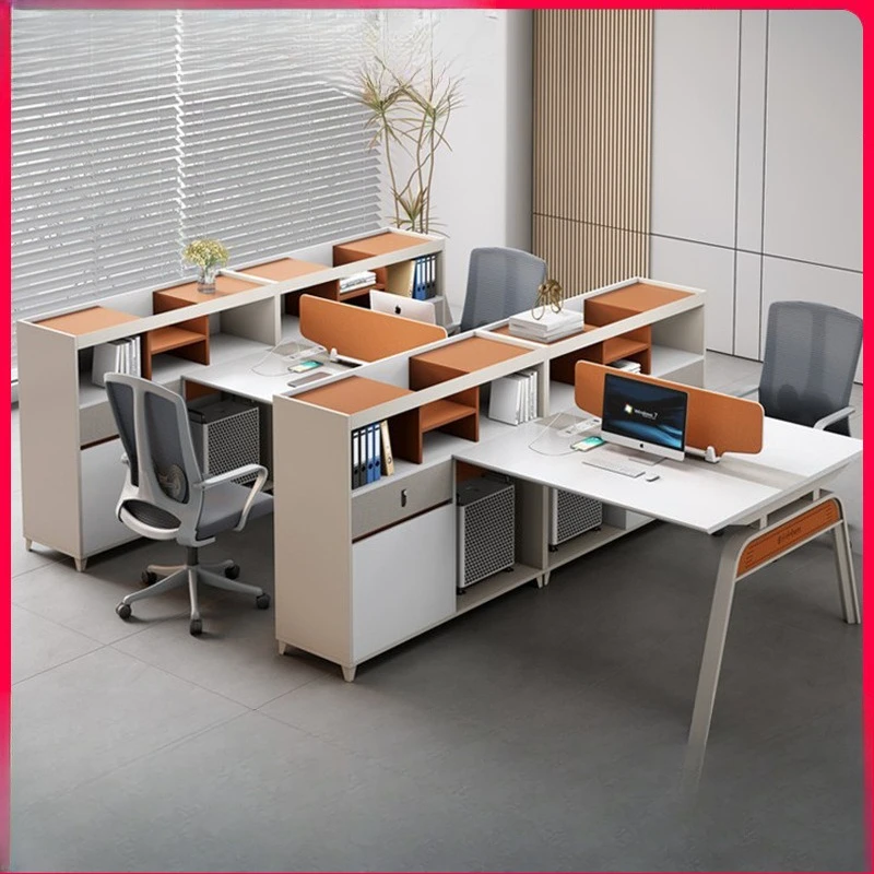 Office desk and chair combination simple modern office staff table four people staff table double people