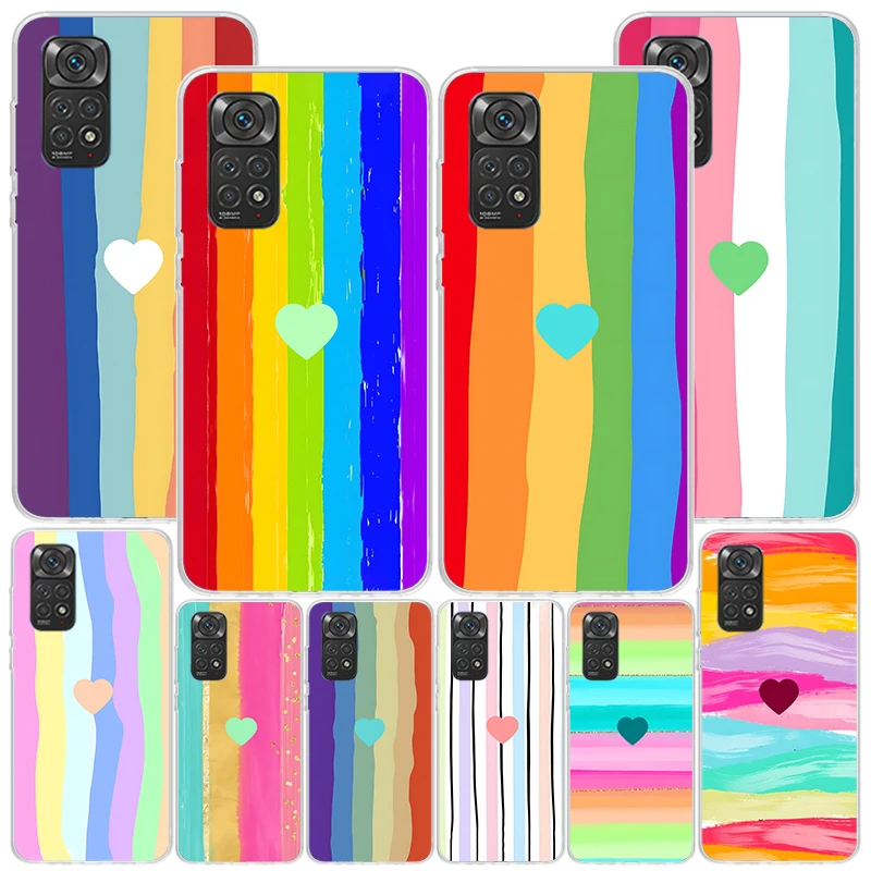 Tęczowe etui z gradientem miłosnym Phnoe do Xiaomi Redmi Note 13 12 12S 11S 11E 11 10S 10 Pro Plus 9 9S 11T 9T 8 8T 7 unikatowe etui