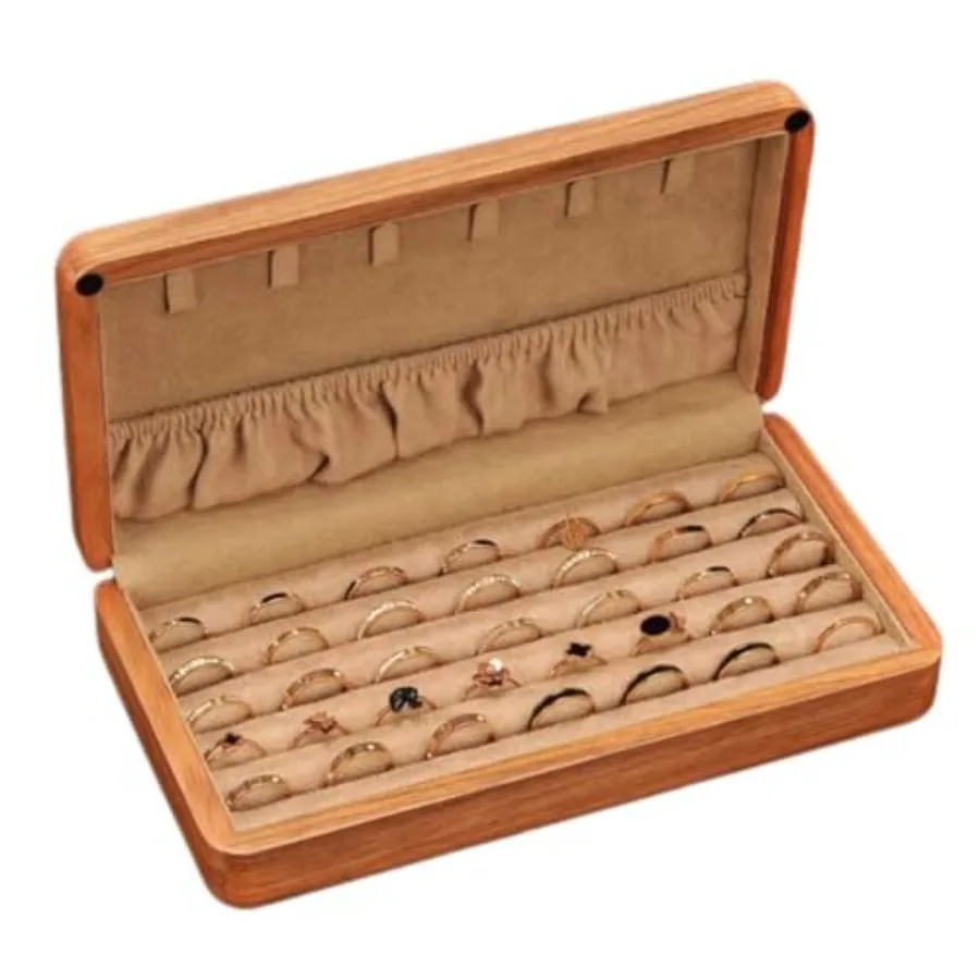 

Кольца из цельного дерева, запонки, серьги, шкатулка, ювелирные изделия для путешествий, органайзер для хранения нескольких колец, деревянный чехол, держатели для женщин, я