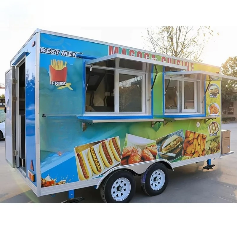 Customized Mobile Cuisine 13ft Food Trailer Street Commercial Hot Dog Fries Trailer Customizable Fully Equipped Food Truck
