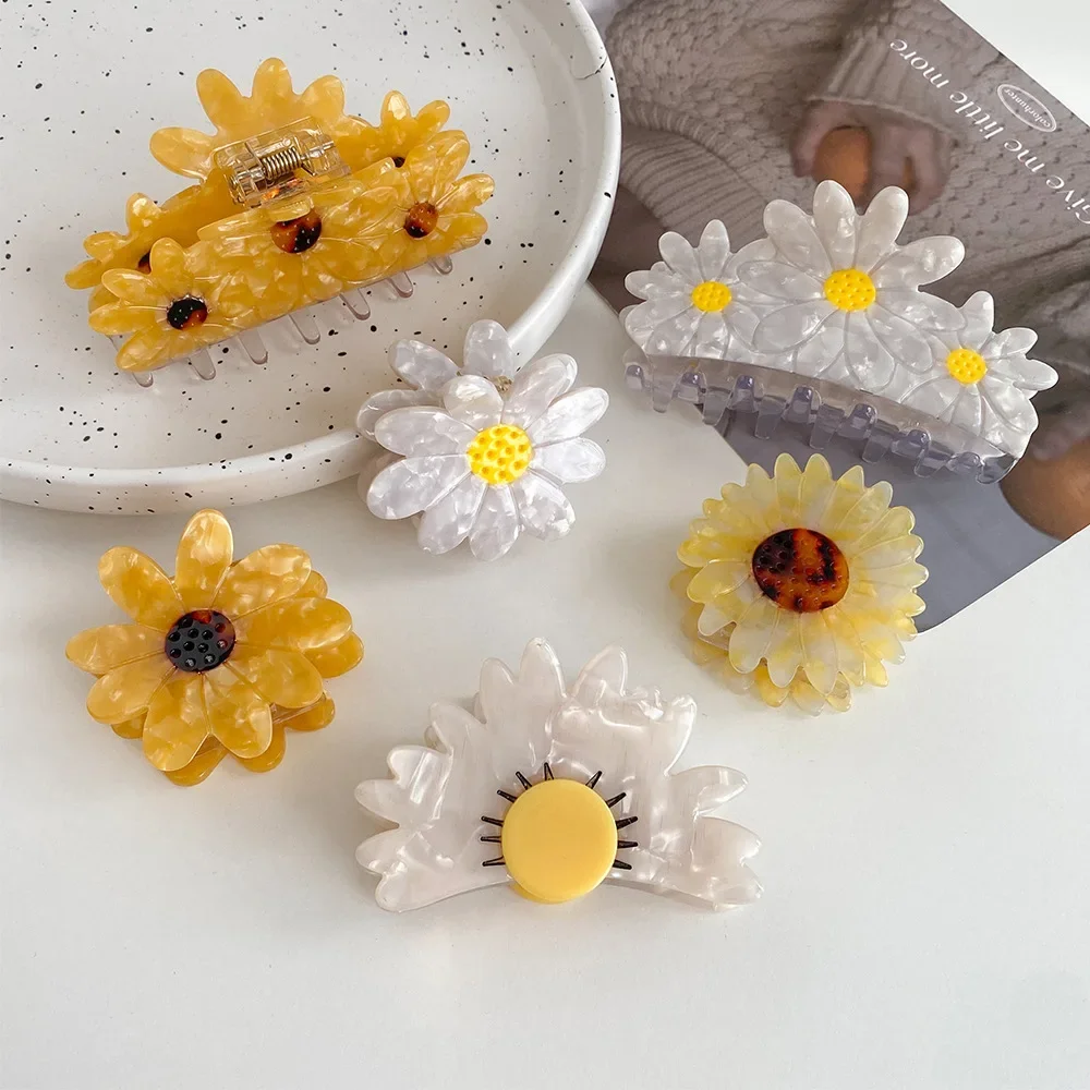 NC Japanese Daisy Series Hair Claw Girls Flower Crab Hair Clip Sweet Acetate Claw Clip Shark Clip Akcesoria do włosów dla kobiet