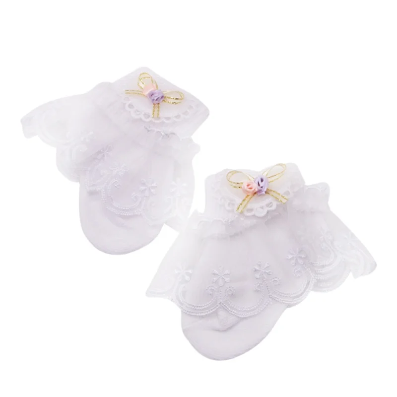 1 Pair Baby Girl Cute Socks Cotton Lace Bow Floral Print Socks Princess Party Toddler Children Socks