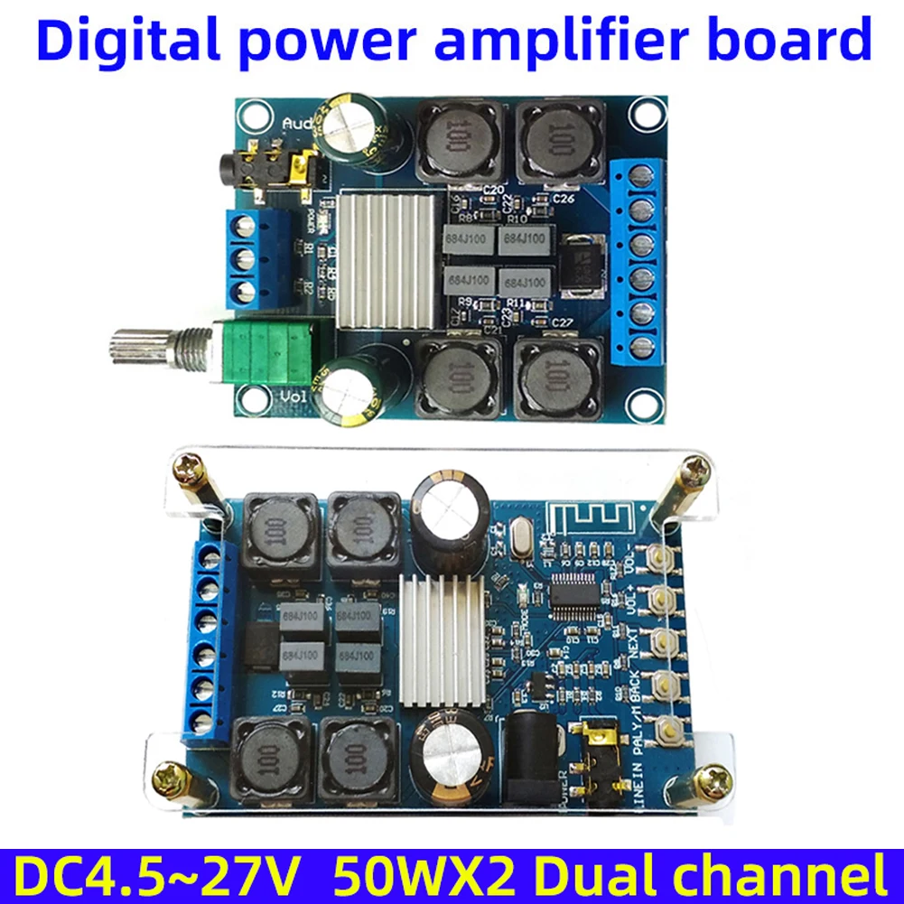 

Digital High Power Amplifier Board DC4.5-27V TPA3116D2 Dual Channel Stereo Home Music Wireless Speaker Module Audio Amplifier