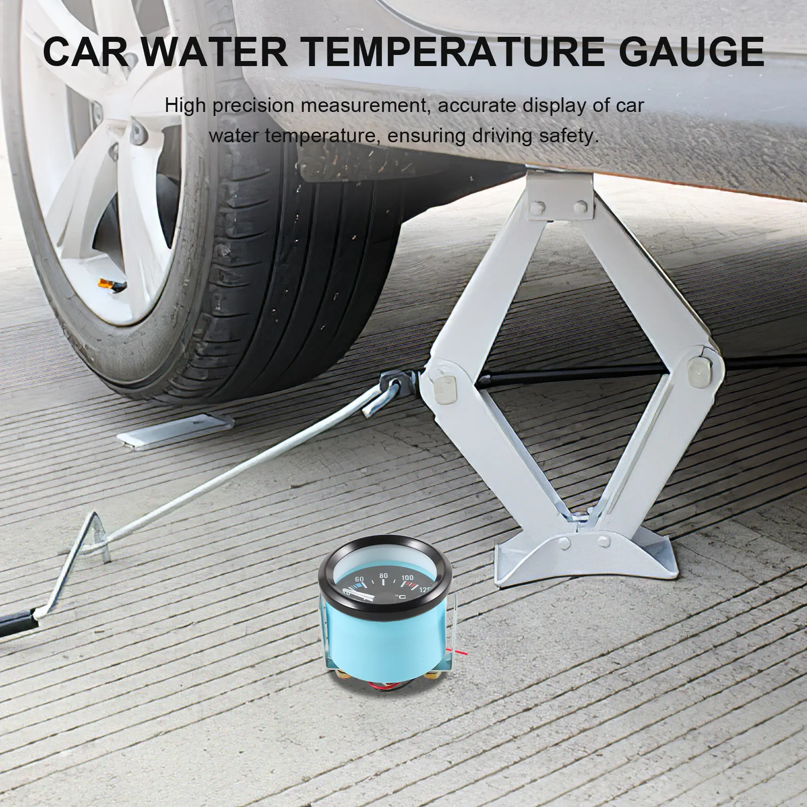 

Universal 12V Water Temperature Gauge Automotive Car Water Temp Gauge Fitting High-Precision Real-Time Display Iron ABS Build