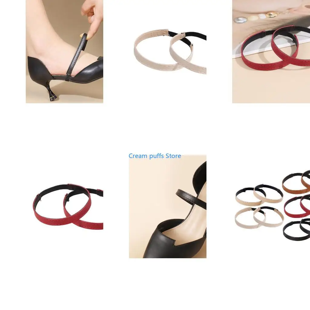 50LE Slip Resistant Elastic Shoe Lace PU Leather High Heel Retainers Strap For Women