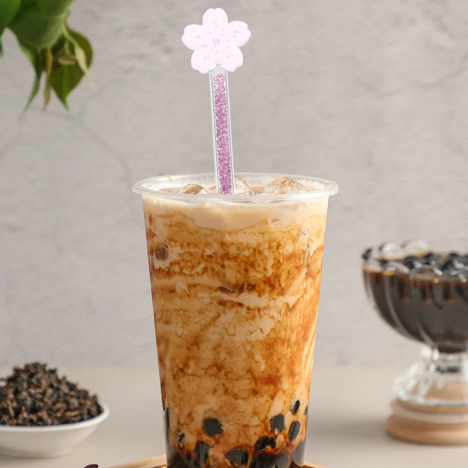 1Pcs Glass Stirring Rod Flower Design Mixer Swizzle Stick Milk Coffee Juice Drink Mixing Stick Bar Kitchen Beverage Tool