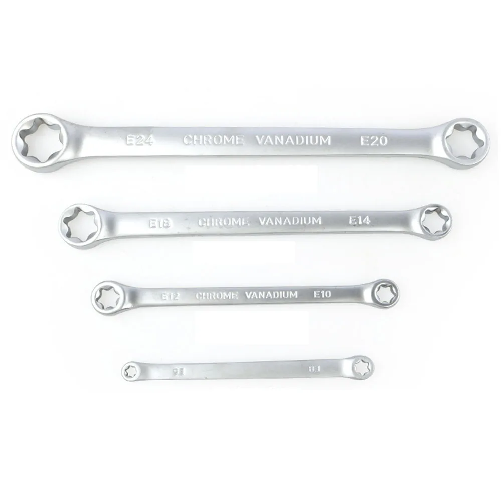 4Pcs Star Double Torx Wrench Spanner E6 - E24 E-Type Double-Ended Hexagon Hand Tools Metal E-Ring Wrench Spanner