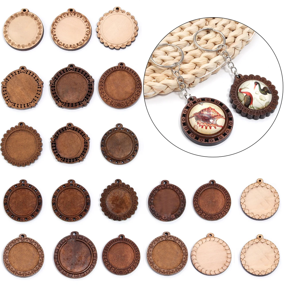 

5pcs 25/30mm Inner Size Wood Cabochon Settings Blank Cameo Pendant Base Trays For DIY Handmade Pendant Necklace Accessories