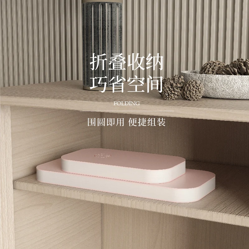 

Small Bench Pink Folding Round Low Stool with Leather Pad Fashion Chip Dopamine Small Furniture