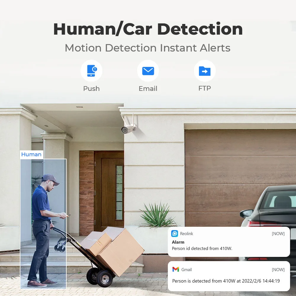 Reolink RLC-410W Dual WiFi 2.4G/5G Surveillance Outdoor Camera onvif Person/Vehicle Detection HD IP Cam Wireless Security Camera