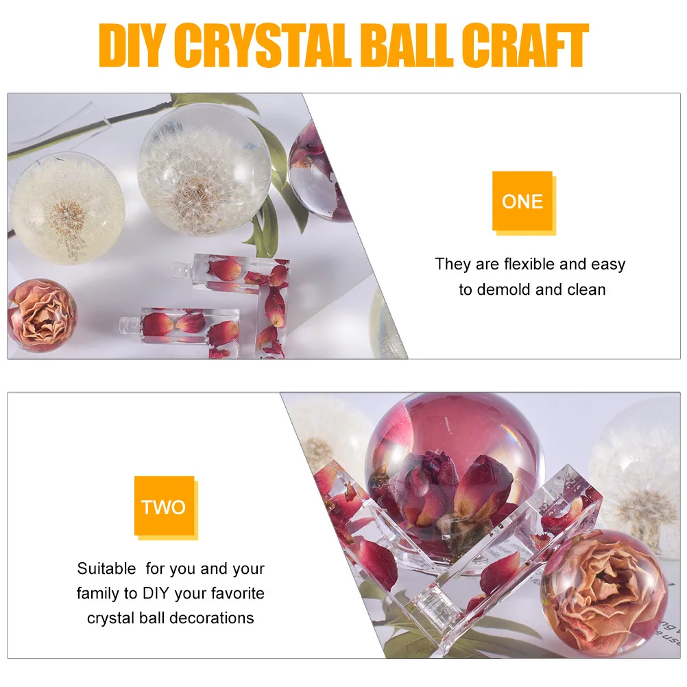 

2Pcs Silicone Crystal Ball Mold Reusable Mold for Spherical Candles Globes DIY Decoration Easy Demold Clean Long Term Use