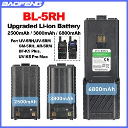 Baofeng UV-5RH Pro Walkie Talkie Battery USB-C Charging BL-5RH Upgraded 3800 6800mAh UV-5RM UV-K5 Pro Max Rechargable Batteries