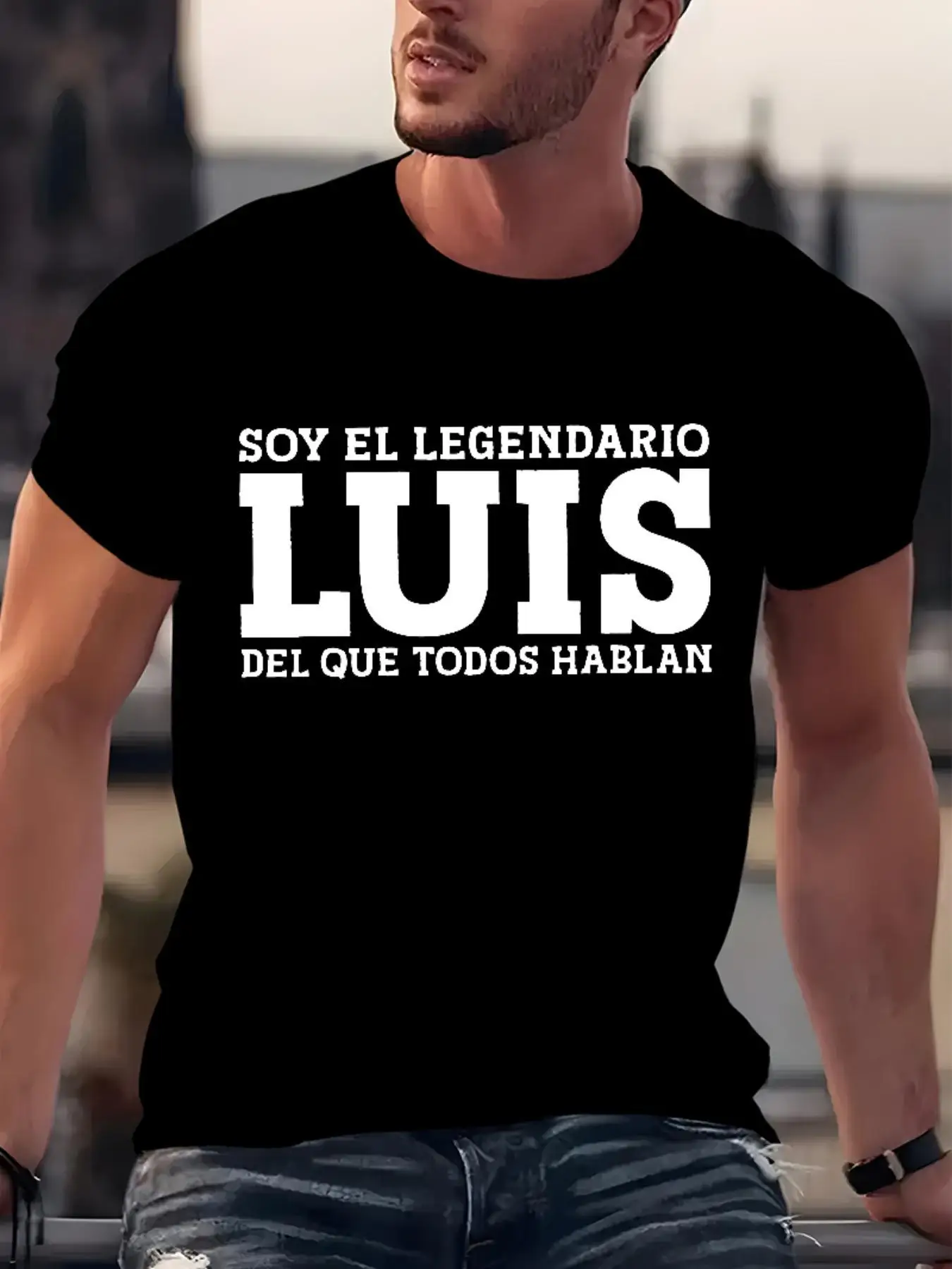 I Am a Legend Luis Personalized Custom Quote Theme Men's Casual Black T-Shirt Playful Spanish Attitude Statement Short-Sleeved Round-Neck T-Shirt Designed Specifically for Designated Individuals