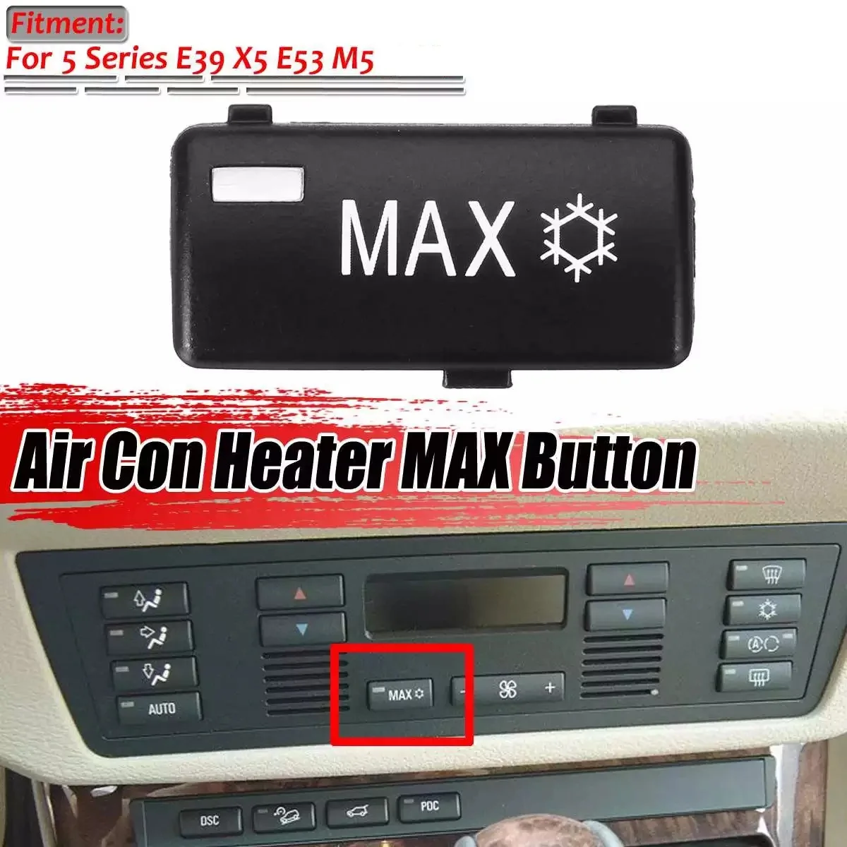 Car Air Condition Heater Climate Ventilation Max Control Button Switch Key Caps for -BMW 5 Series E39 X5 E53 M5